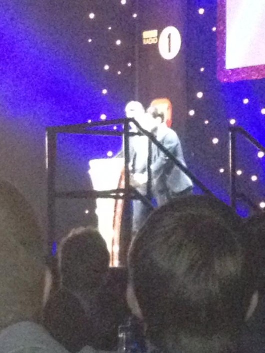 A blurry photo of Dave Berry and new co-host Greg James