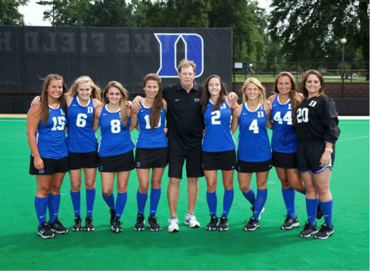 Cherry Seaborn, [fourth from the left] excels on the hockey field across the pond