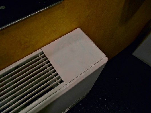 On a radiator...in the library. The low before the high.