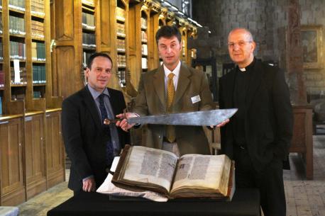 From L-R: Project architect Chris Cotton, Niall Hammond from HLF and Michael Sadgrove.