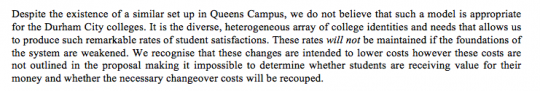 The letter questioned whether students would receive their value for money