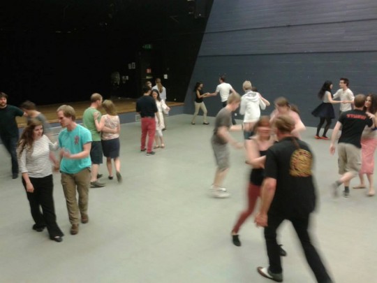 A quick dance before heading to the bar(ely-used).
