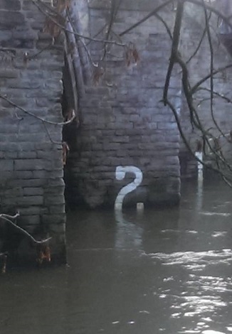 The water line considered safe to row on is the bottom of the two. This was the level on Friday.