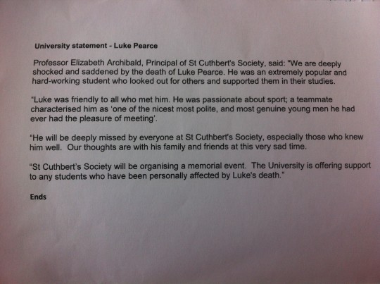 The University's official statement.