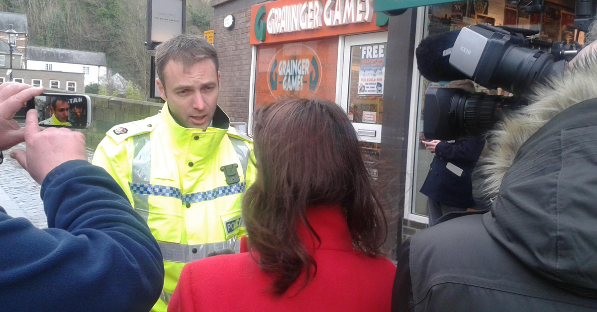 Supt. Huddleston addresses the press. Credit: Durham Constabulary