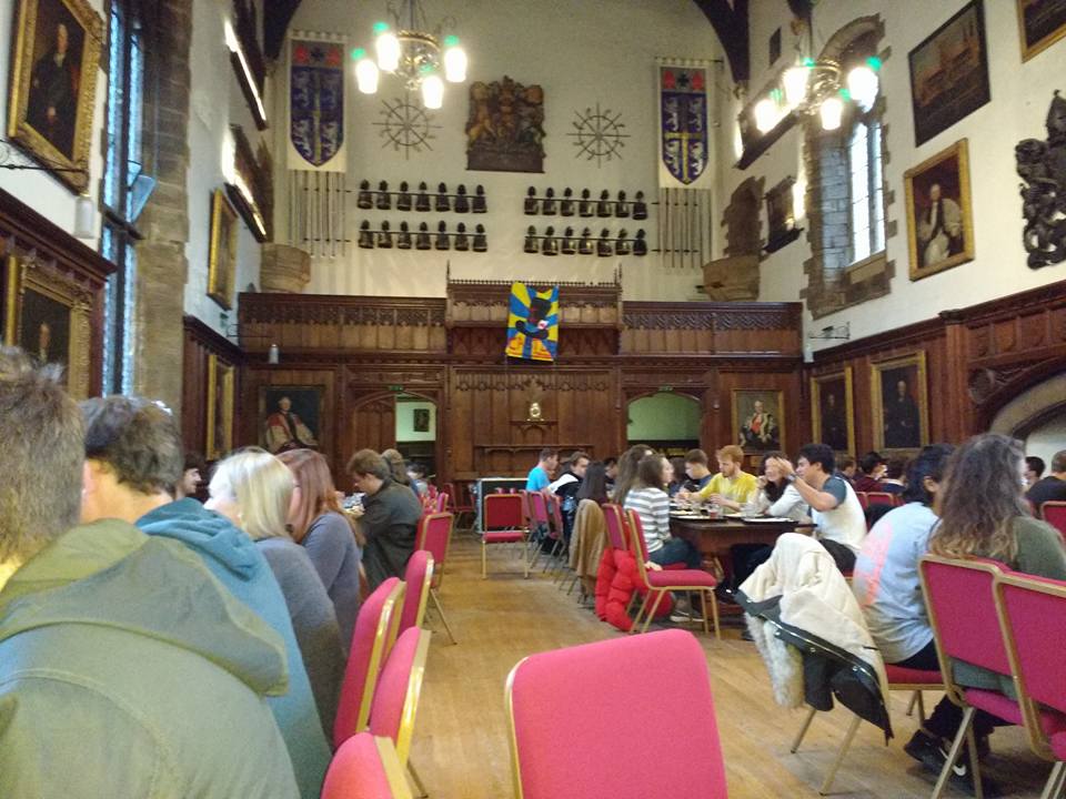 A trophied Hatfield banner proudly displayed in Castle's Great Hall.