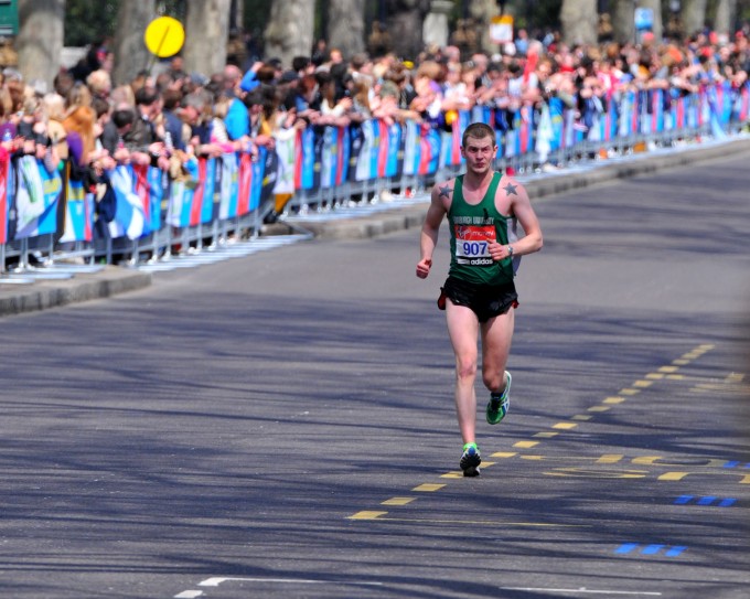 Pat nearing the finish line on Sunday
