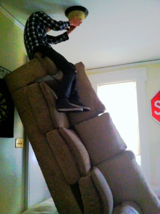 The only way I could ever change the lightbulb alone. 