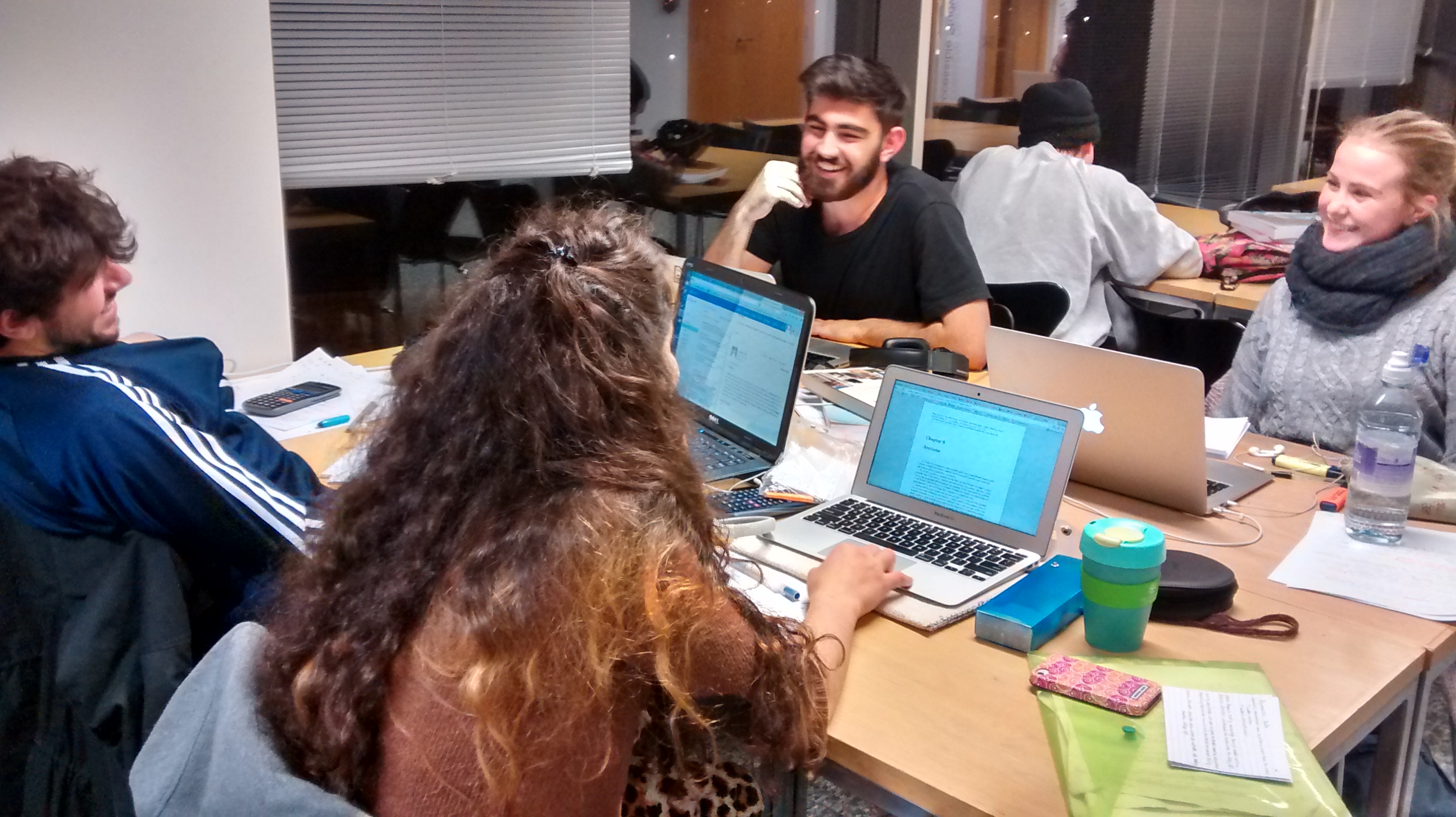 Emma, Liam, Ziad and Noga having way more fun in the library than you ever will.