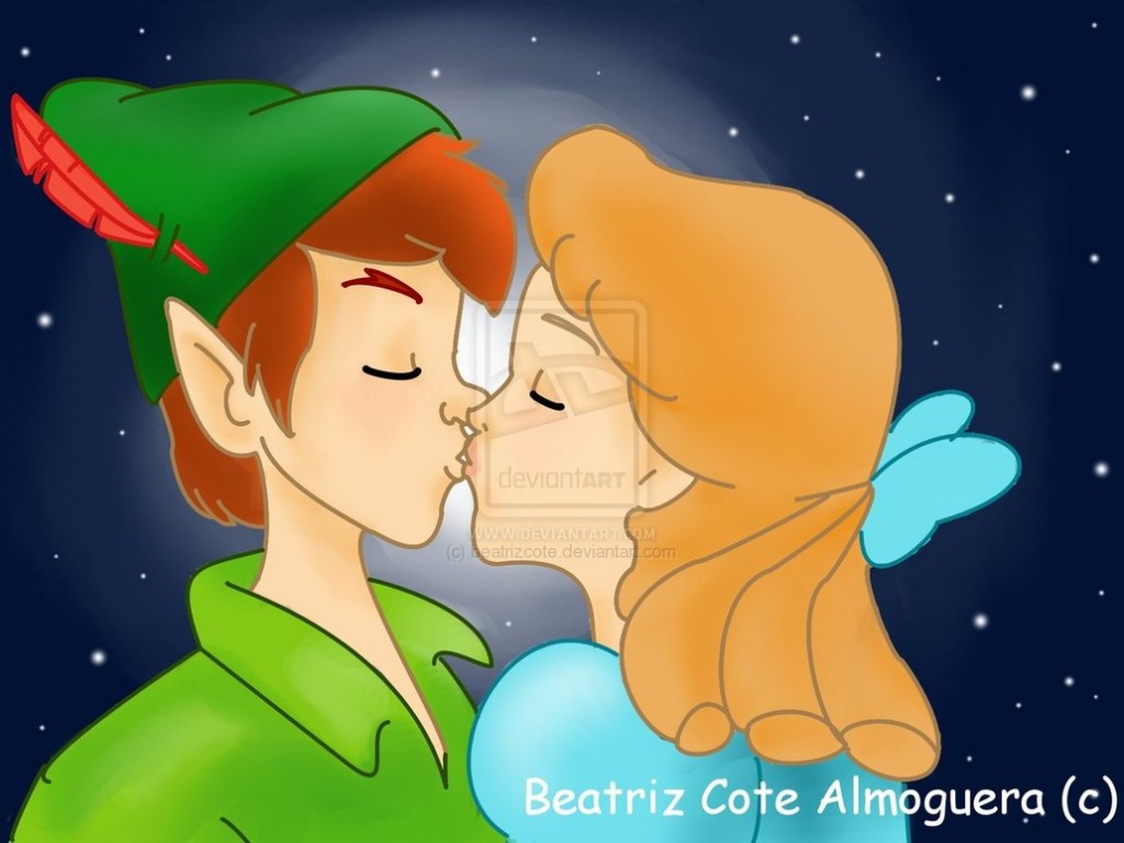 Peter_pan_and_Wendy_Kiss_by_beatrizcote
