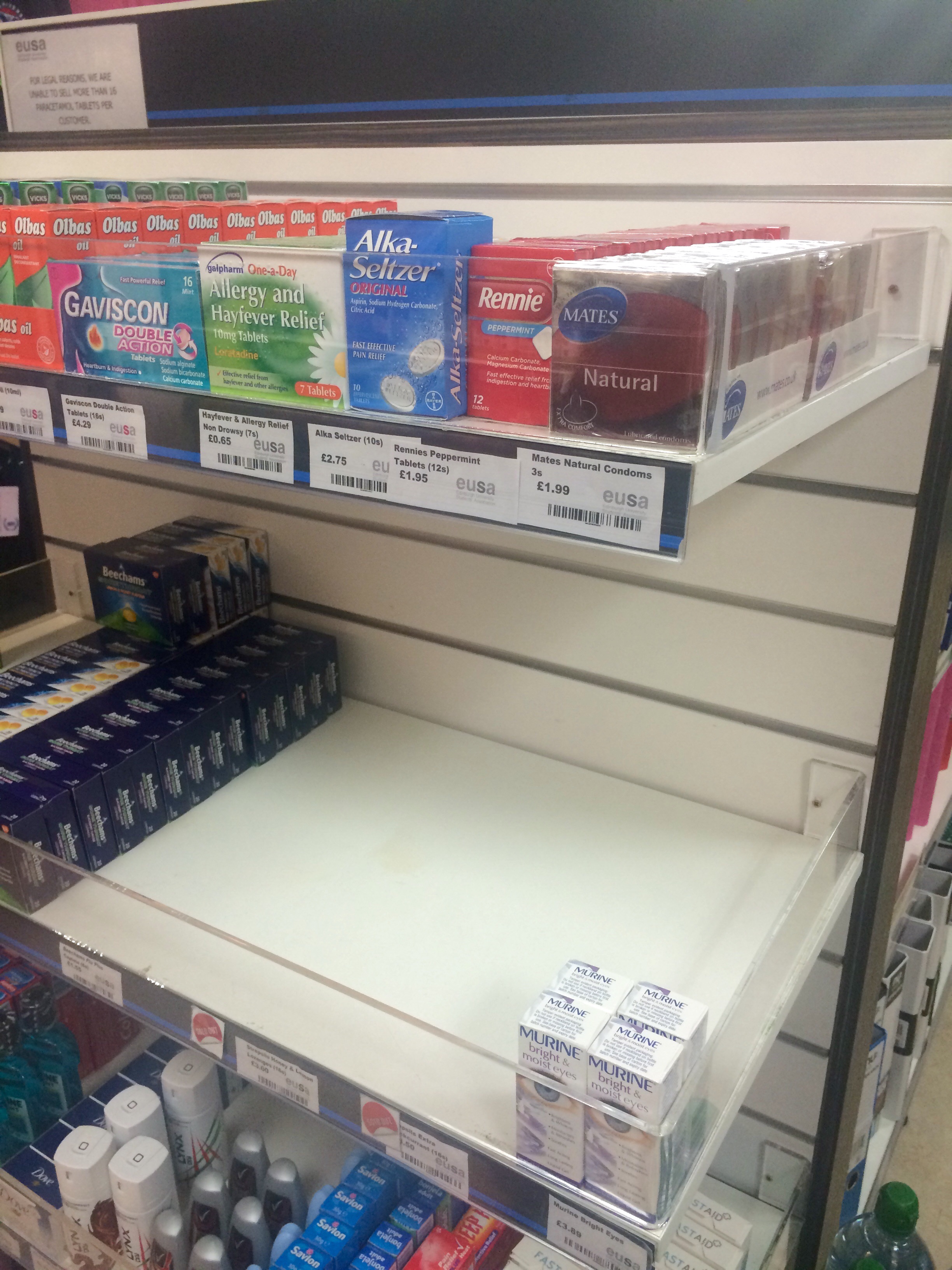 No throat lozenges but lots of condoms. I'll let that speak for itself...