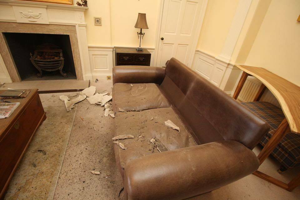 The carnage below