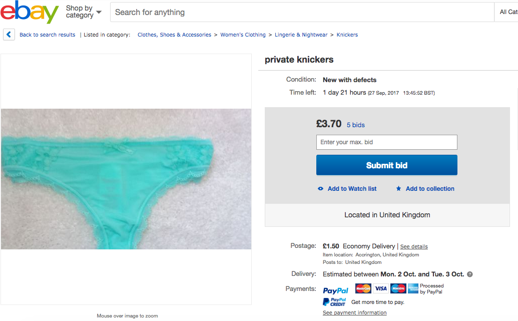 eBay at its dodgiest – what even are 'private knickers'?