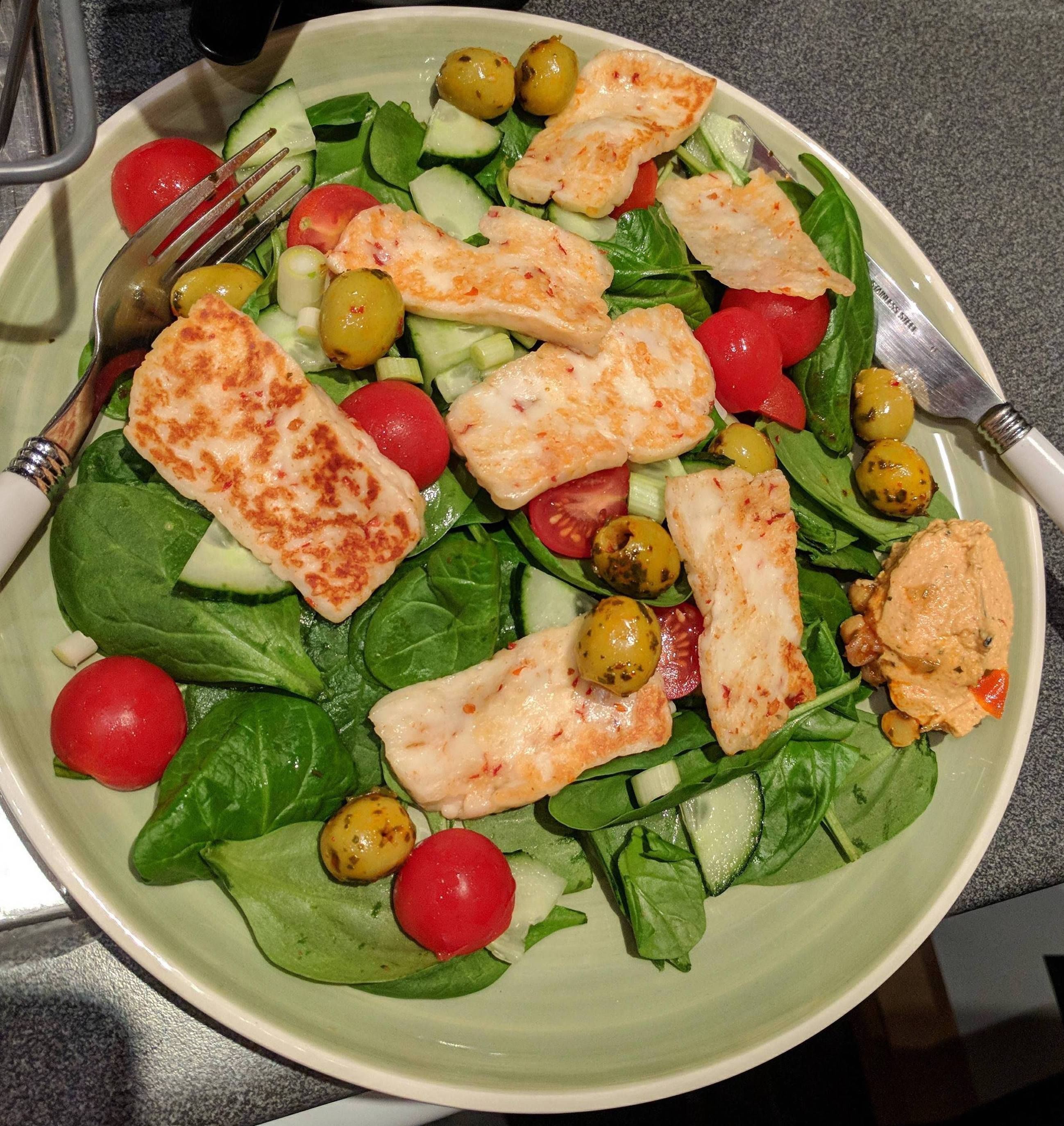 Image may contain: Plate, Meal, Dish, Salad, Food