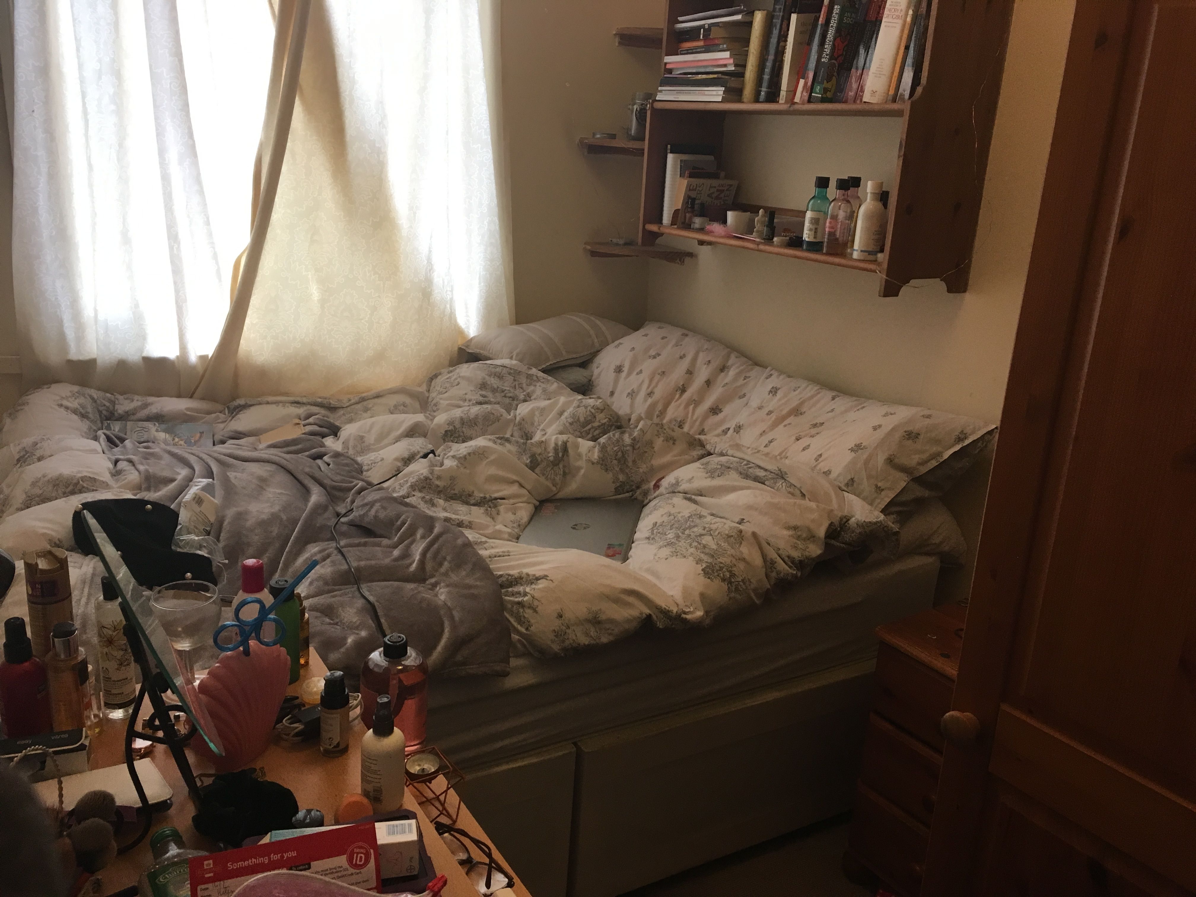 Image may contain: Furniture, Bed, Indoors, Housing, Building, Apartment