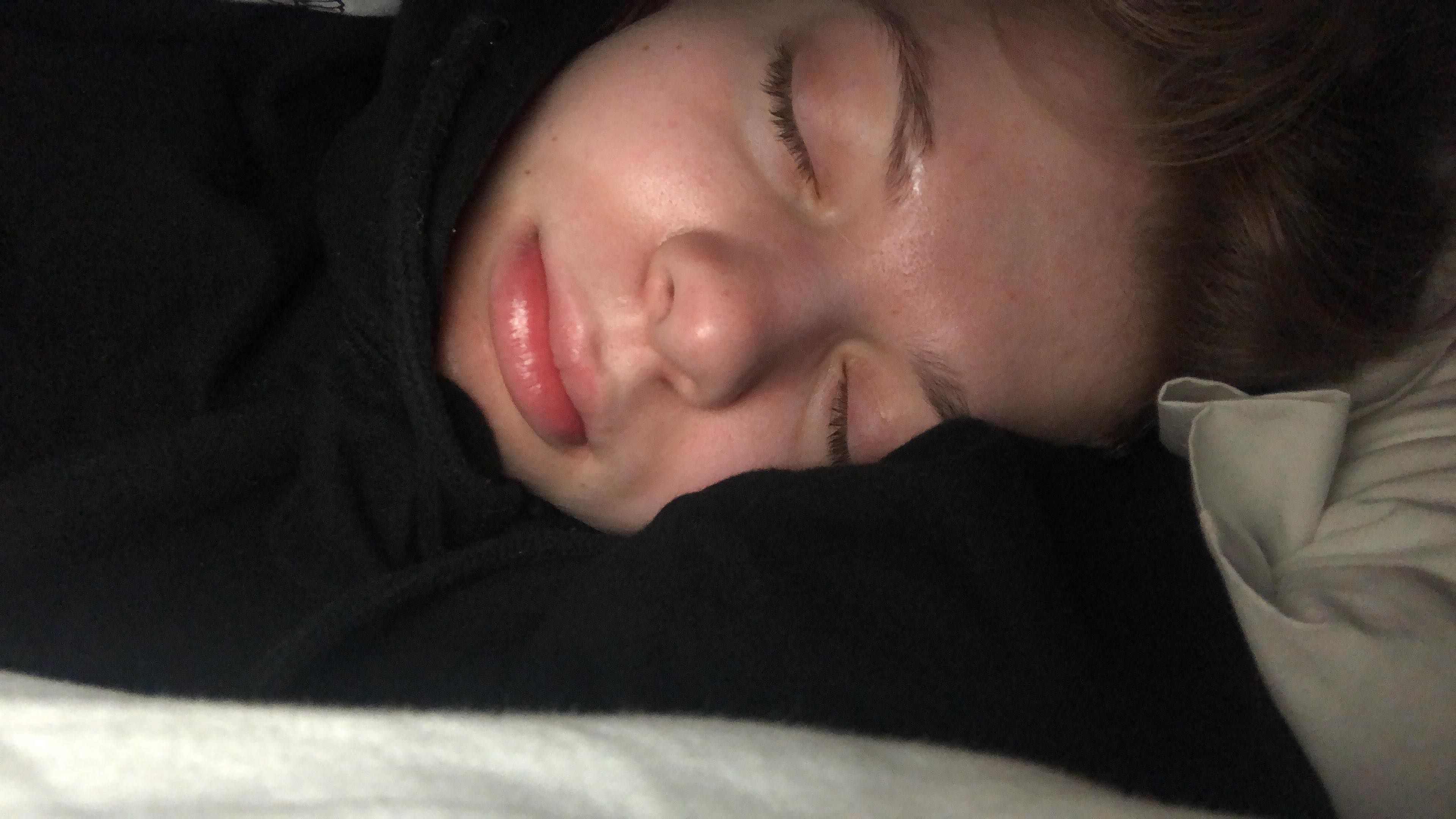 Image may contain: Newborn, Mouth, Lip, Head, Baby, Person, Human, Face, Asleep, Sleeping, Apparel, Clothing