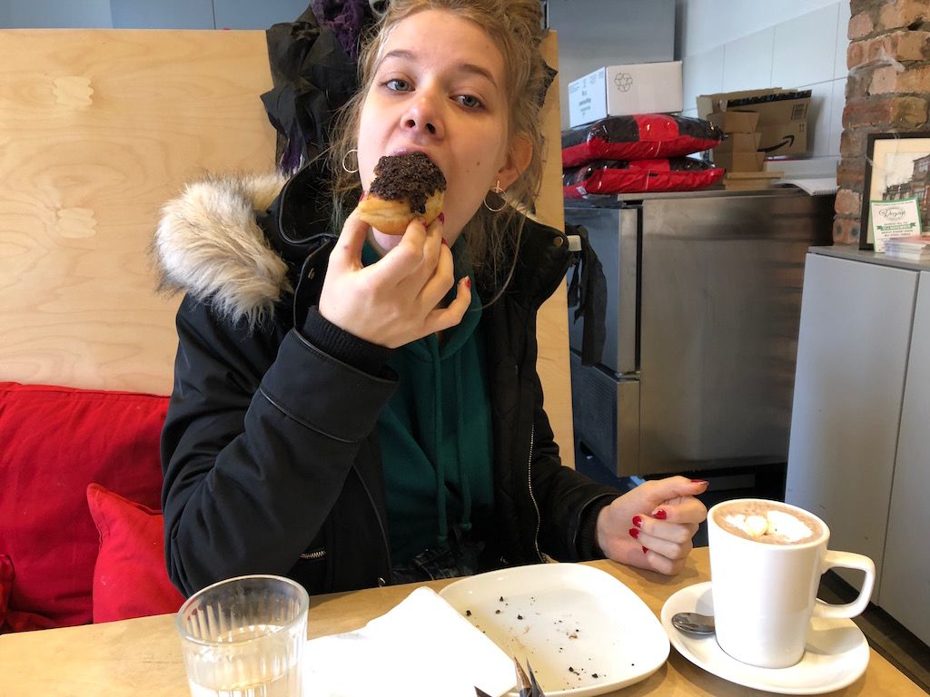 Image may contain: Saucer, Pottery, Coffee Cup, Cup, Food, Restaurant, Person, Human