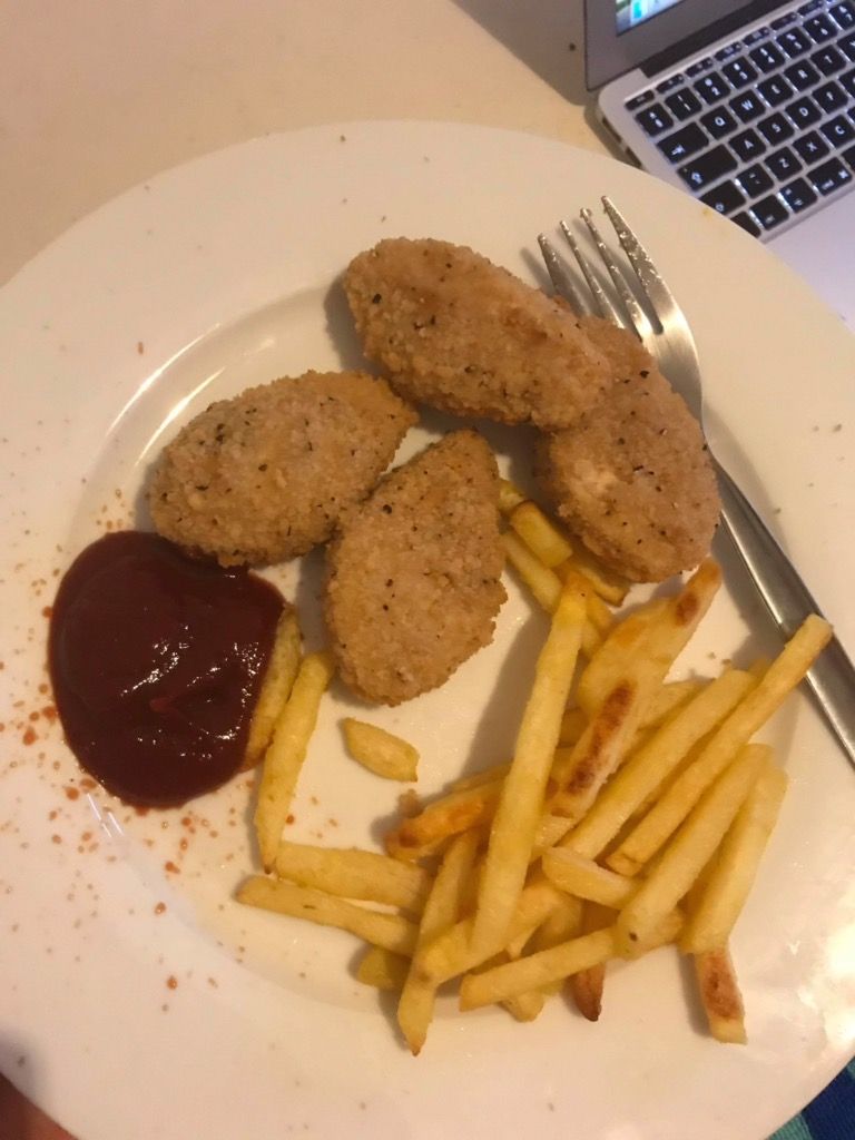Image may contain: Pc, Laptop, Fries, Cutlery, Fork, Fried Chicken, Food, Hardware, Keyboard, Electronics, Computer Keyboard, Computer, Computer Hardware