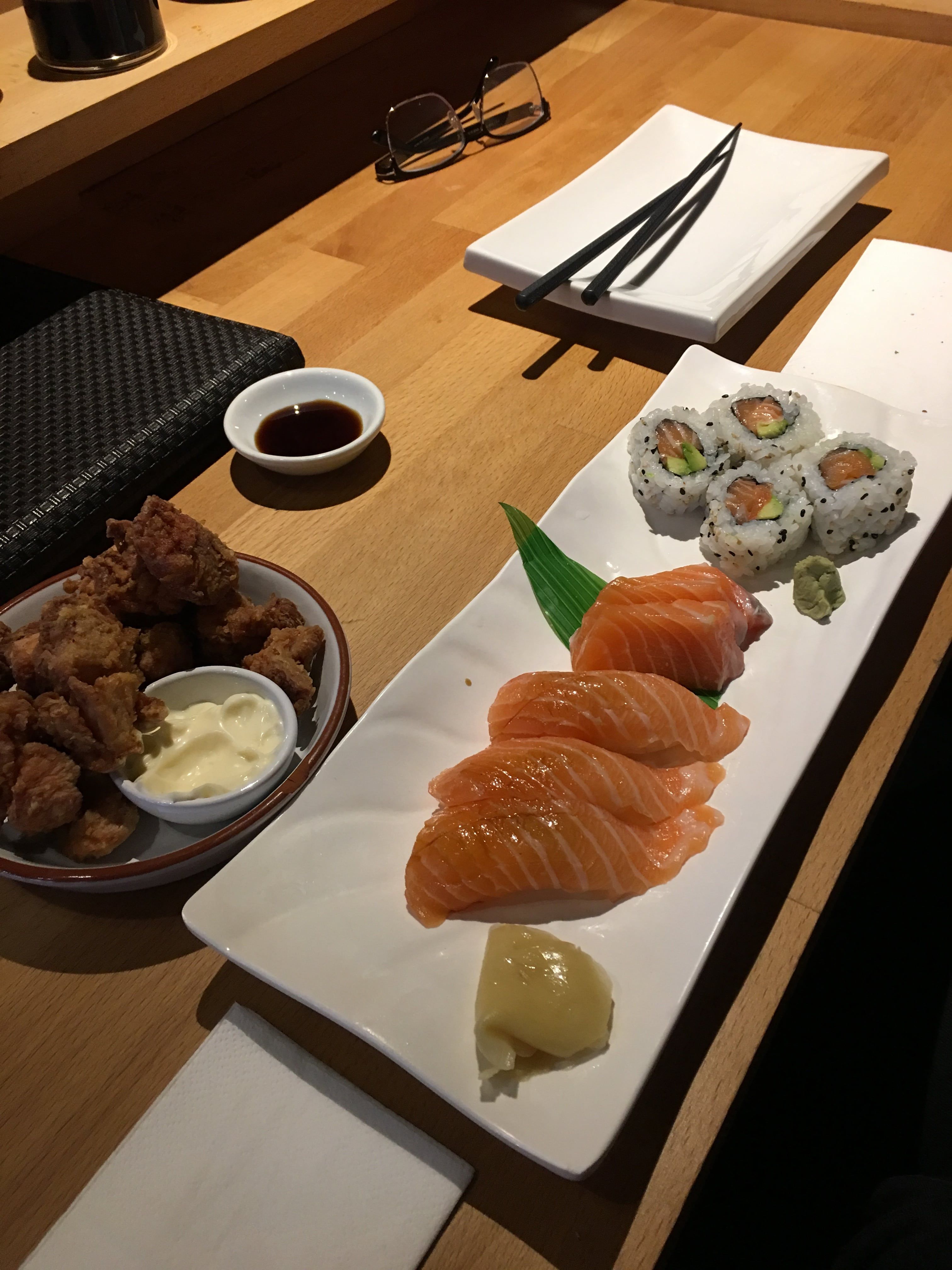 Image may contain: Sushi, Fried Chicken, Food