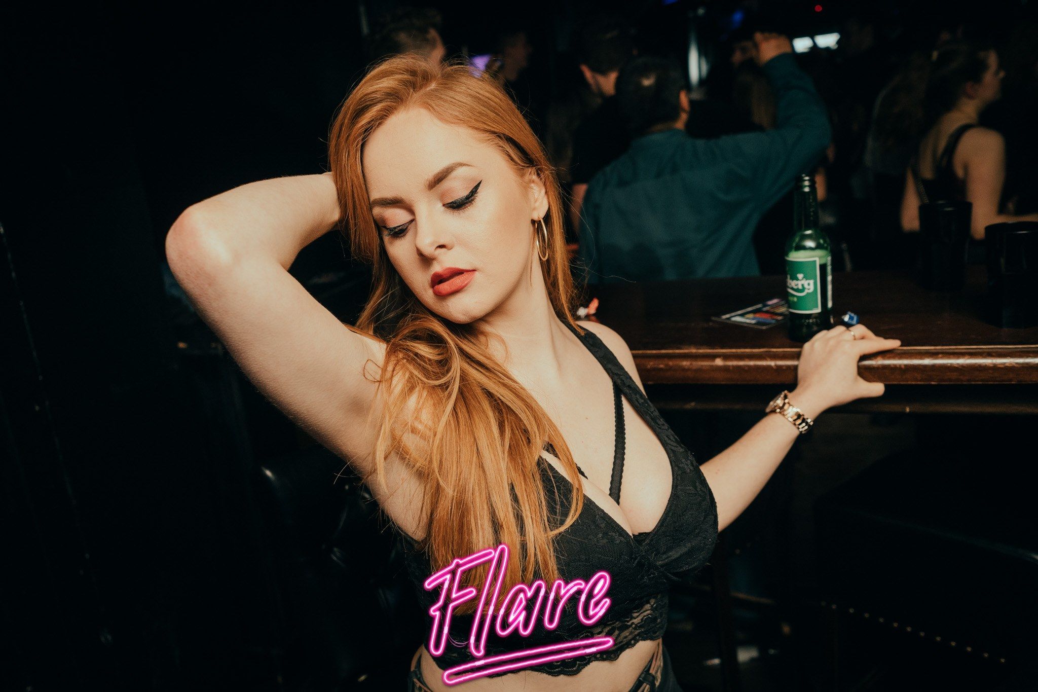 Image may contain: Drink, Alcohol, Beer, Beverage, Night Life, Clothing, Apparel, Bar Counter, Pub, Night Club, Club, Human, Person
