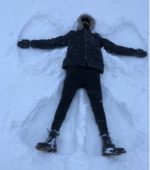 Image may contain: Snow Angel, Person, Human, Winter, Snow, Outdoors, Nature