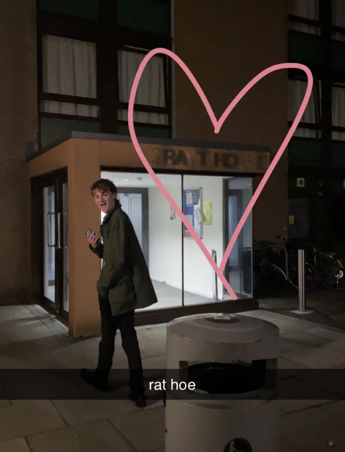 Showing the vandalism outside Grant House