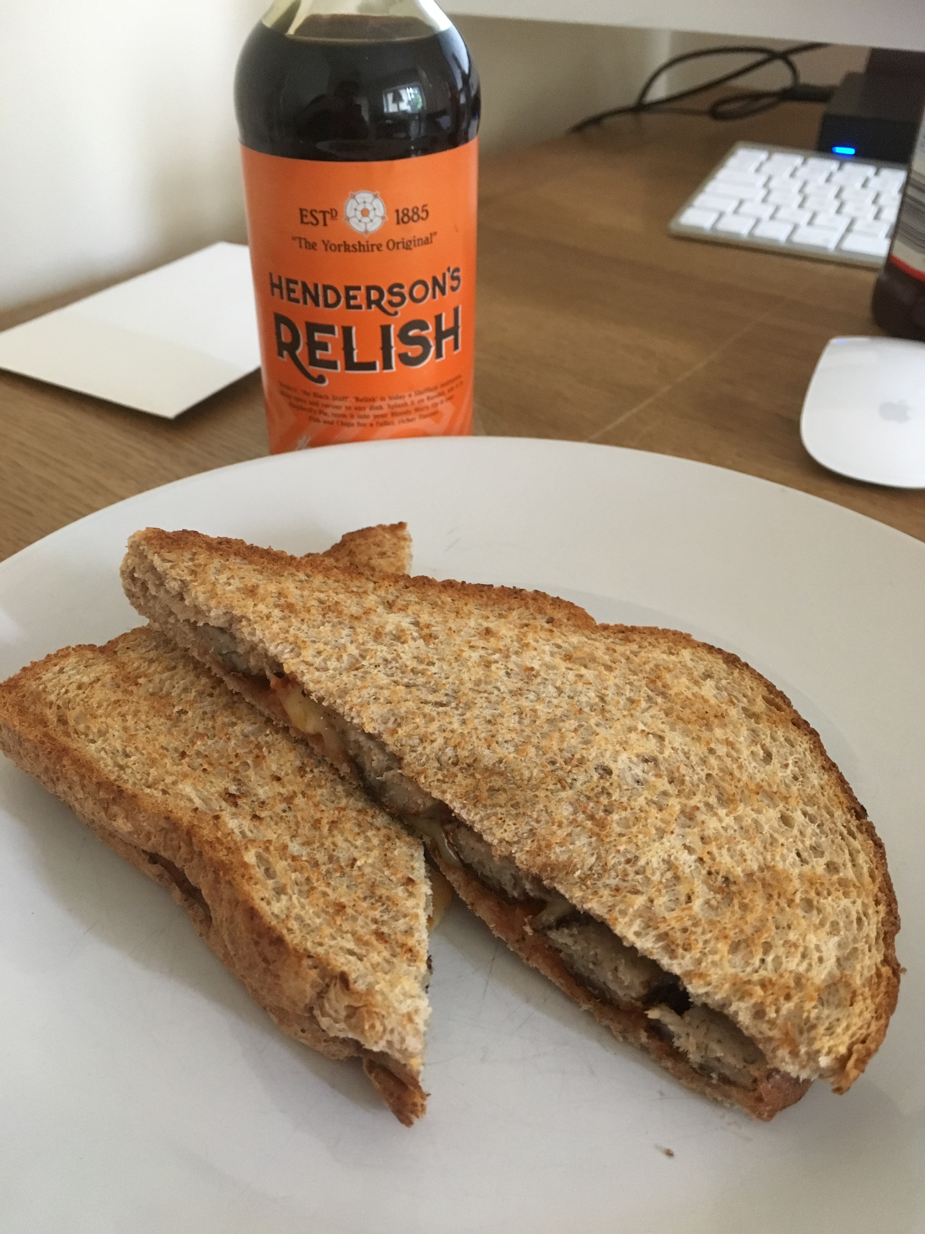 The sausage sandwich when it was photo worthy and not a brown, soggy mess.