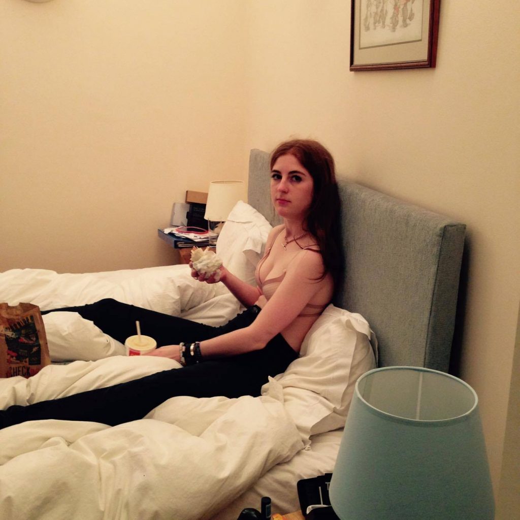 This is the real me, maccies in bed with my shirt off because I was so sweaty