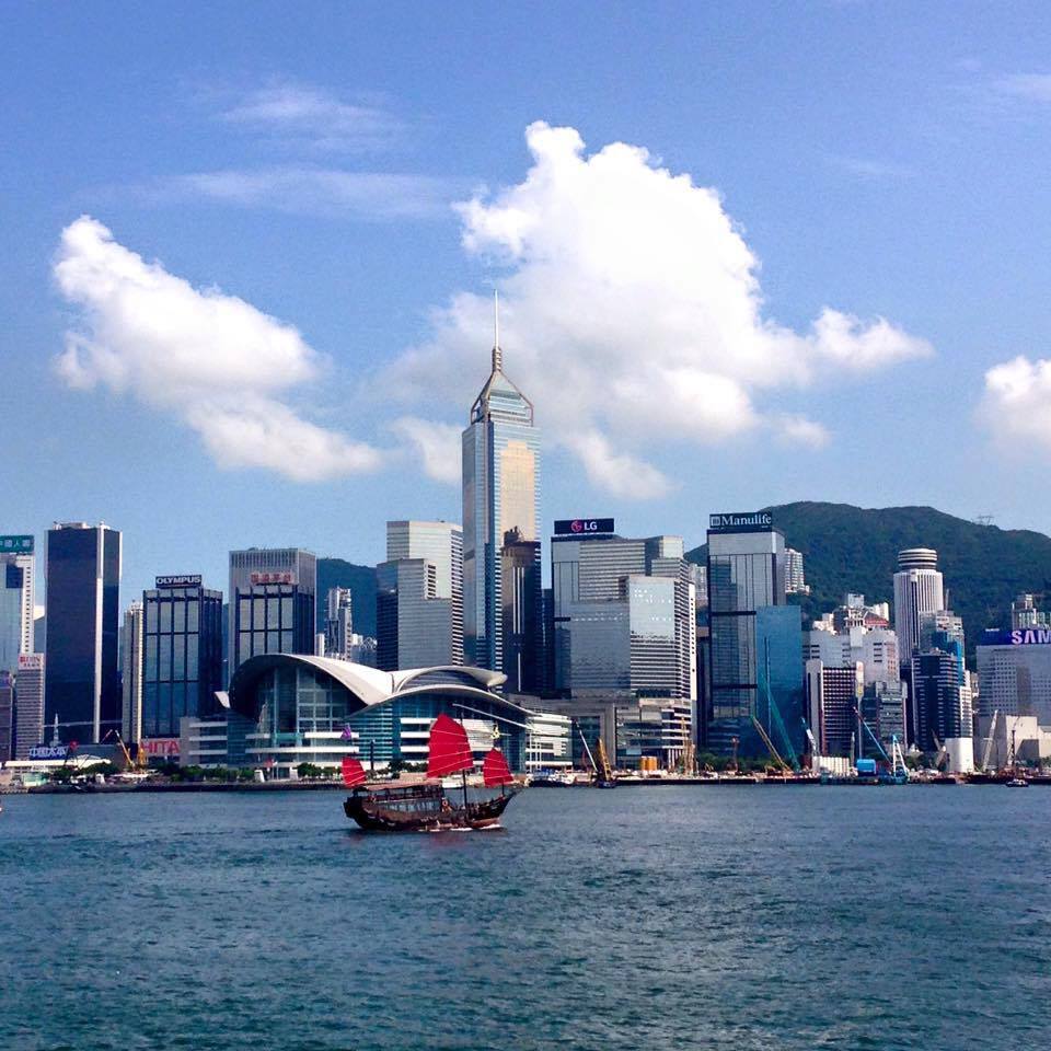 A junk boat in Victoria harbour