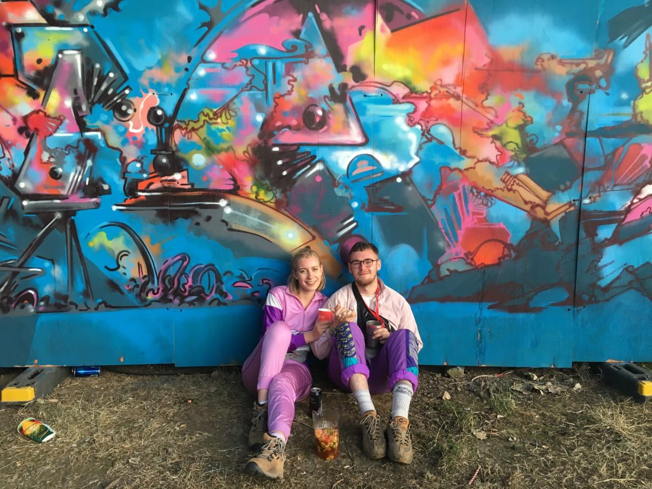 Glasto couple goals in matching pink and purple