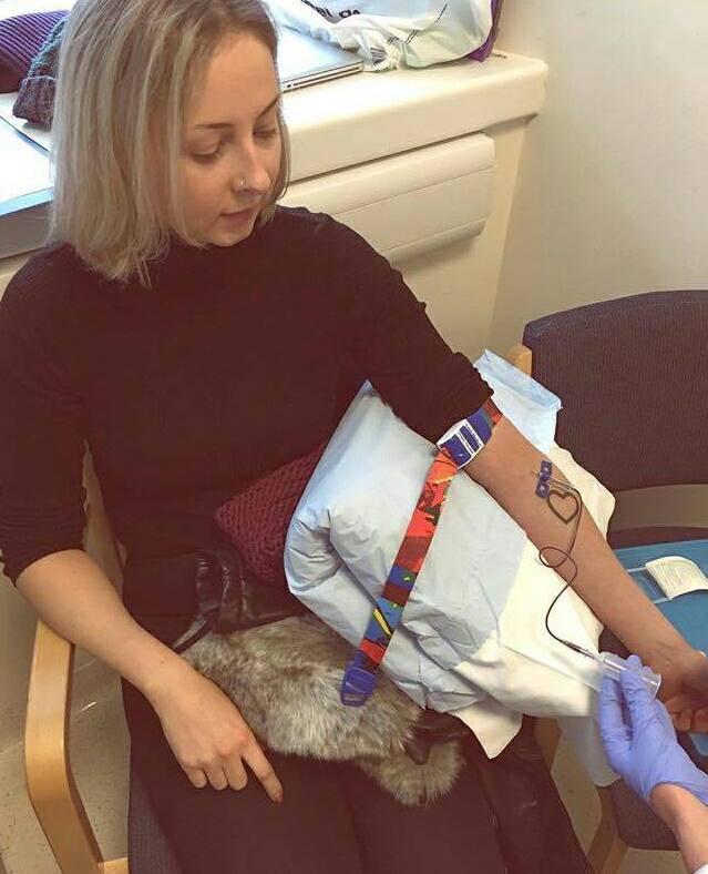 At UCLH whilst giving blood for lupus research