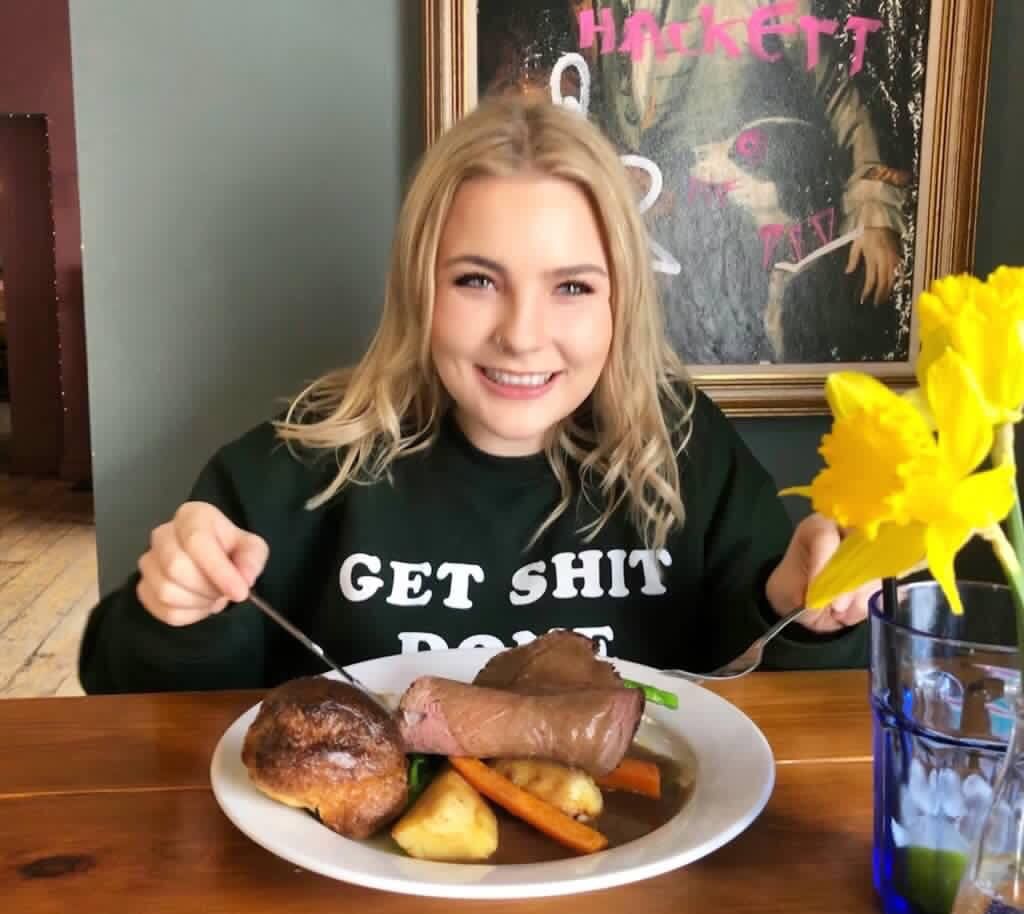 Image may contain: Meal, Food, Breakfast, Person, People, Human