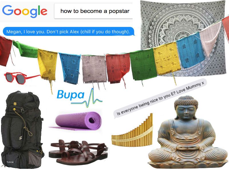 Image may contain: Bag, Backpack, Worship, Buddha, Art, Person, People, Human