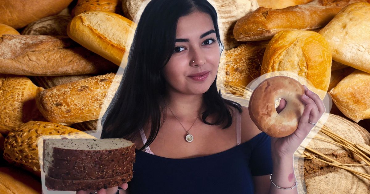 Image may contain: Bun, French Loaf, Bread Loaf, Cake, Pastry, Donut, Dessert, Bagel, Food, Bread, Person, People, Human