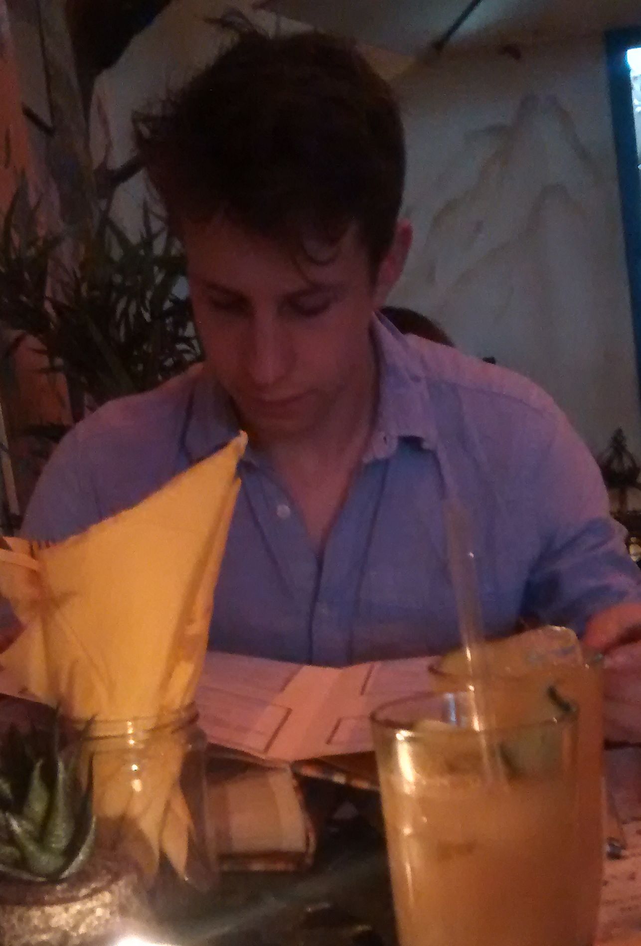 Image may contain: Cocktail, Alcohol, Drink, Beverage, Vase, Pottery, Potted Plant, Plant, Jar, Flora, Person, People, Human