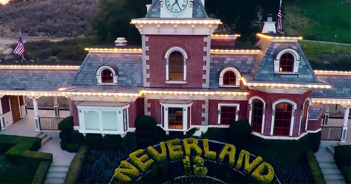 Image may contain: Leaving Neverland counter documentary, Leaving Neverland, Neverland Ranch, Michael Jackson, Taj Jackson, Gavin Arvizo, Jordy Chandler, Housing, Clock Tower, Roof, Tower, Architecture, Building
