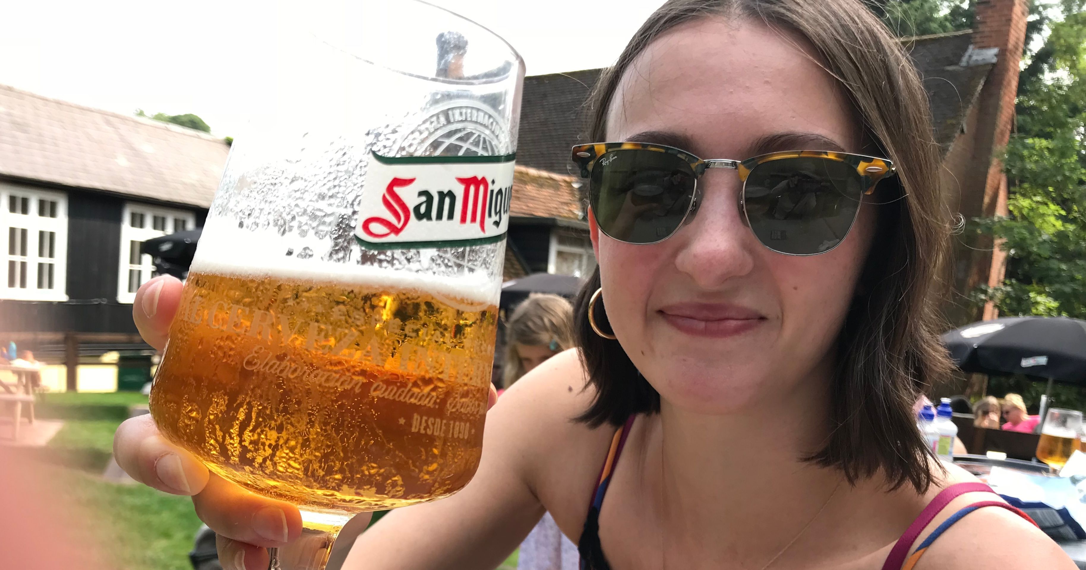 Image may contain: Lager, Human, Person, Accessory, Accessories, Sunglasses, Beer Glass, Beer, Alcohol, Drink, Beverage, Glass
