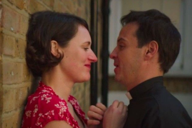 Image may contain: the priest in Fleabag, Fleabag, BBC Three, Andrew Scott, drama, news, updates, cast, Dating, Head, Face, Human, Person