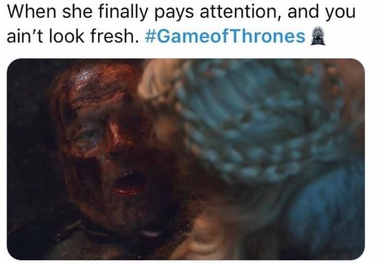 Image may contain: Game of Thrones season 8 episode 3 memes, Game of Thrones memes, Game of Thrones, meme, reaction, tweet, funny, review, memes, 2019, season 8 episode 3, Battle of Winterfell, Face, Painting, Art, Head