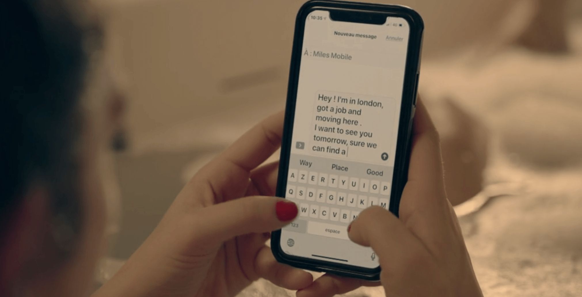 Image may contain: Made in Chelsea is staged, Made in Chelsea, MIC, Iphone, Human, Person, Cell Phone, Electronics, Mobile Phone, Phone