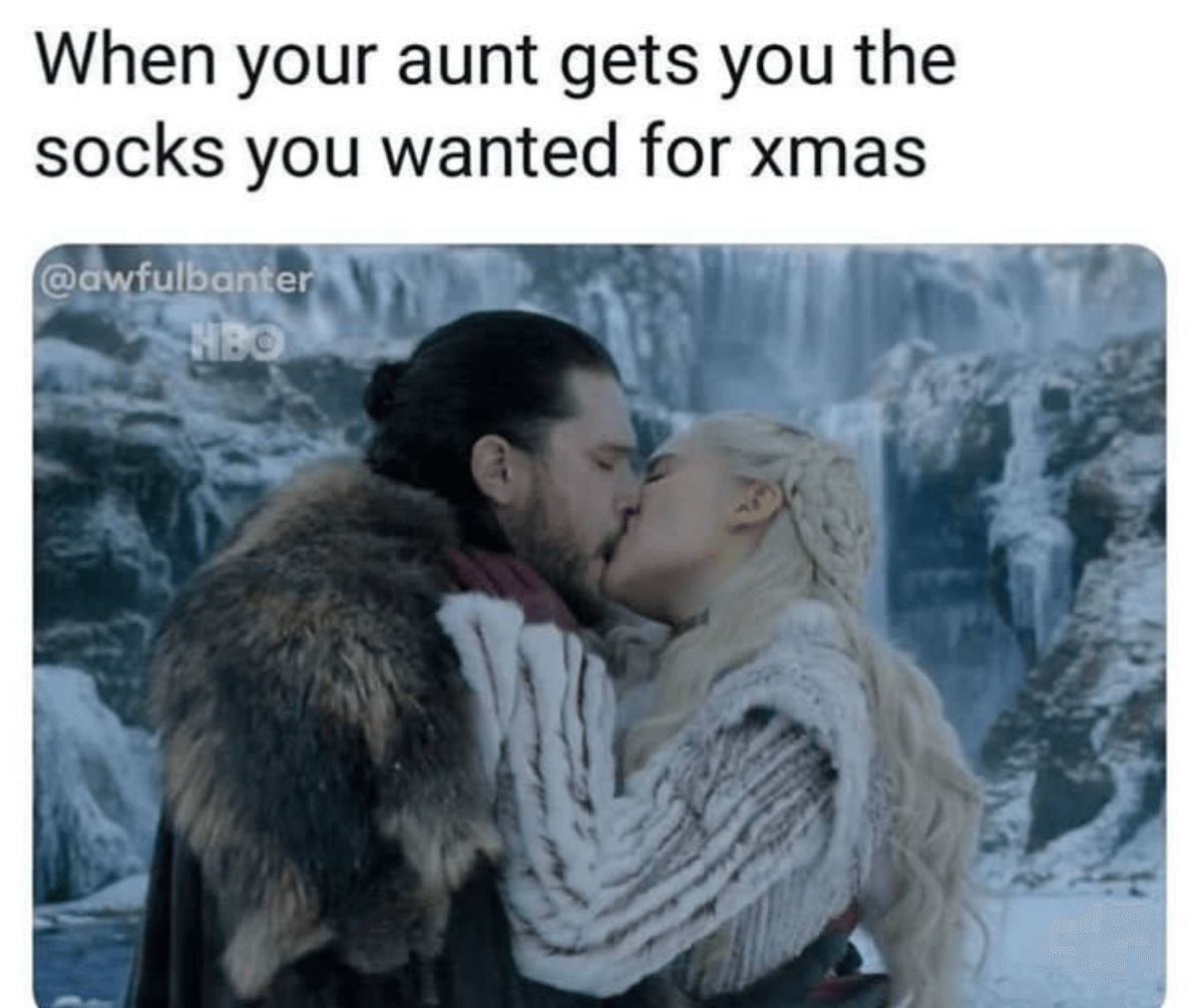 Image may contain: Game of Thrones memes, Game of Thrones, meme, Bran Stark, Jon Snow, season 8 episode 1, best, funny, Kiss, Kissing, Outdoors, Nature, Person, Human