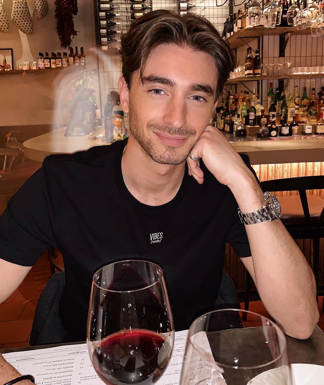 Image may contain: Made in Chelsea cast are actually from, Made in Chelsea, cast, place of birth, from, Harry Baron, Wine, Bottle, Beer, Glass, Alcohol, Beverage, Drink, Bar Counter, Person, Human, Pub