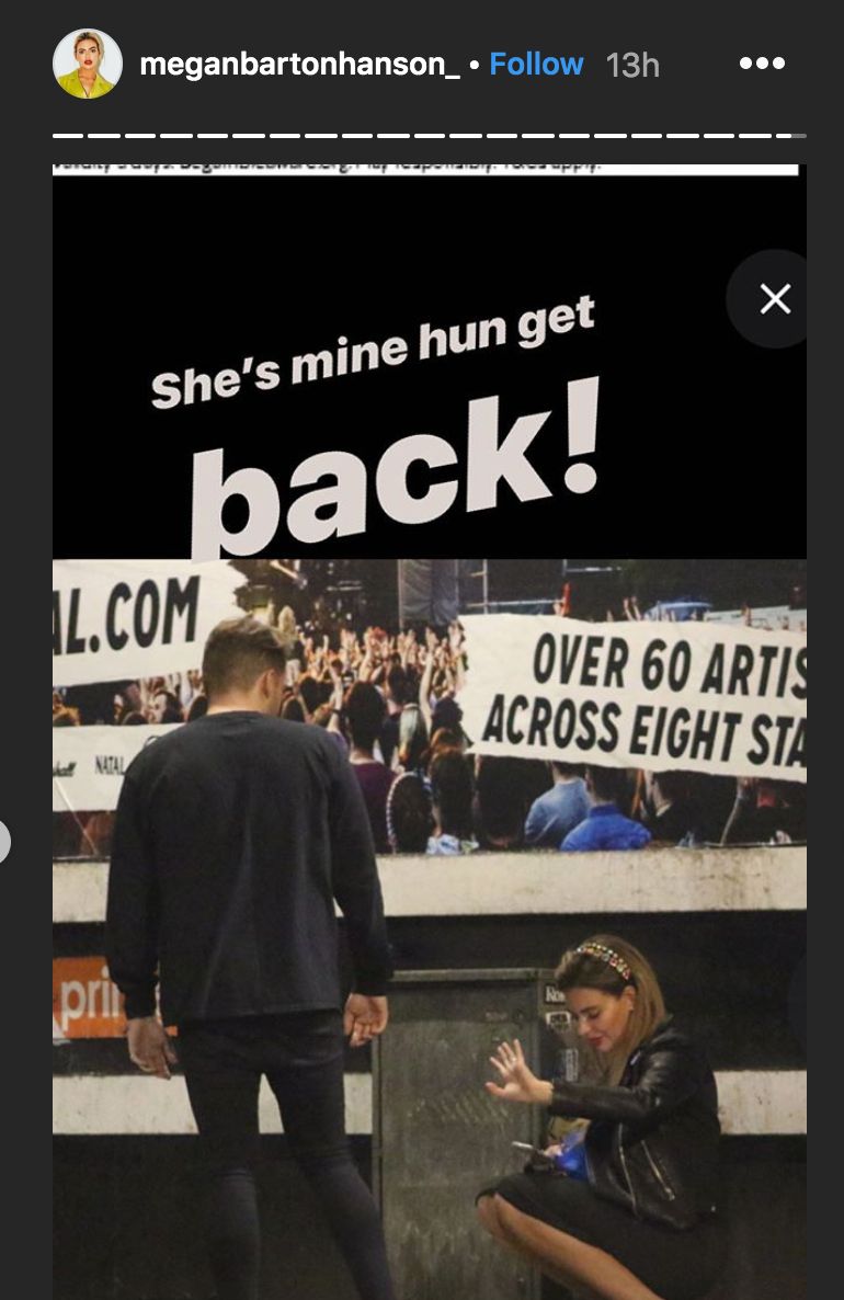 Image may contain: Charlie and Megan, Love Island, Charlie Brake, Megan Barton Hanson, Clothing, Apparel, Crowd, Advertisement, Poster, Banner, Word, Human, Person, Text