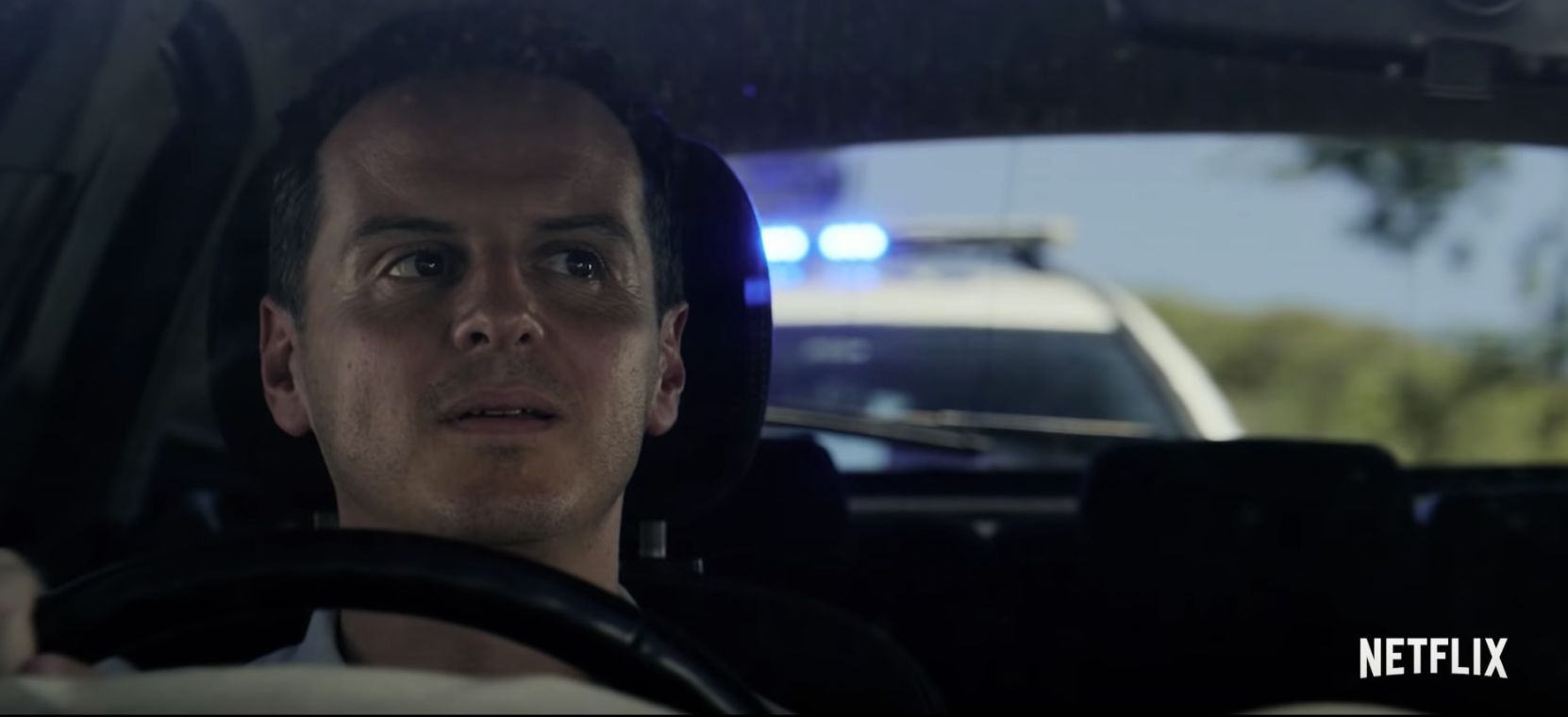 Image may contain: Black Mirror season 5, Black Mirror, Netflix, new episodes, series, five, Andrew Scott, Miley Cyrus, cast, release date, trailer, teaser, video, plot, spoilers, Face, Car, Automobile, Cushion, Driving, Person, Transportation, Human, Vehicle