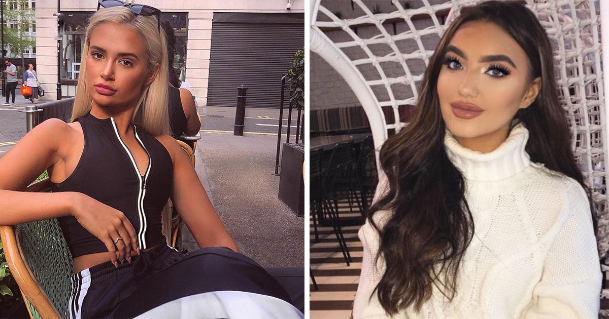 Image may contain: Love Island late arrivals, Love Island, 2019, Molly Mae Hague, Jazmine Nichol, gossip, news, updates, contestants, cast, Islanders, Girl, Gown, Fashion, Robe, Evening Dress, Sunglasses, Accessory, Accessories, Woman, Smile, Clothing, Apparel, Female, Face, Human, Person