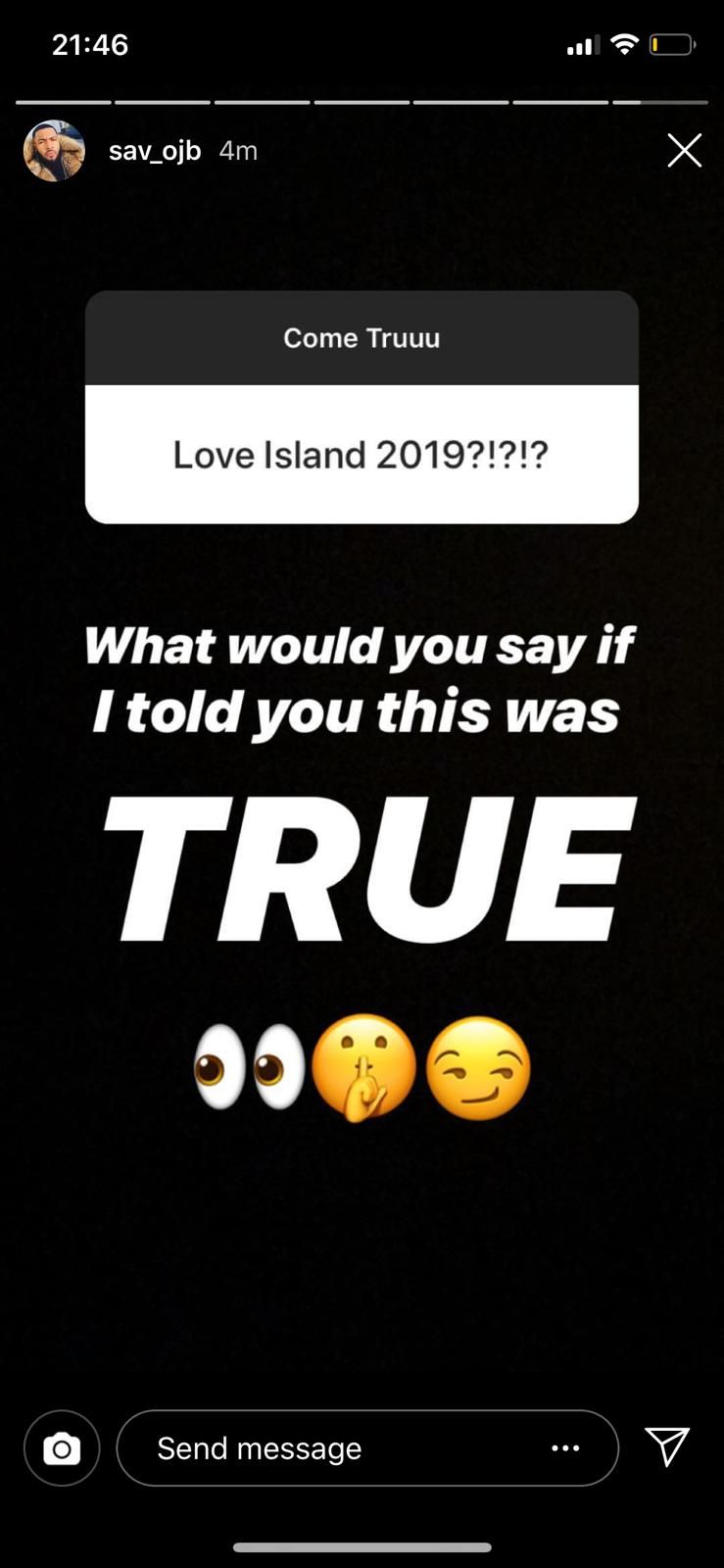 Image may contain: Sav Berry, Love Island, 2019, Instagram, hoax, fake, lies, Phone, Mobile Phone, Cell Phone, Electronics, Text