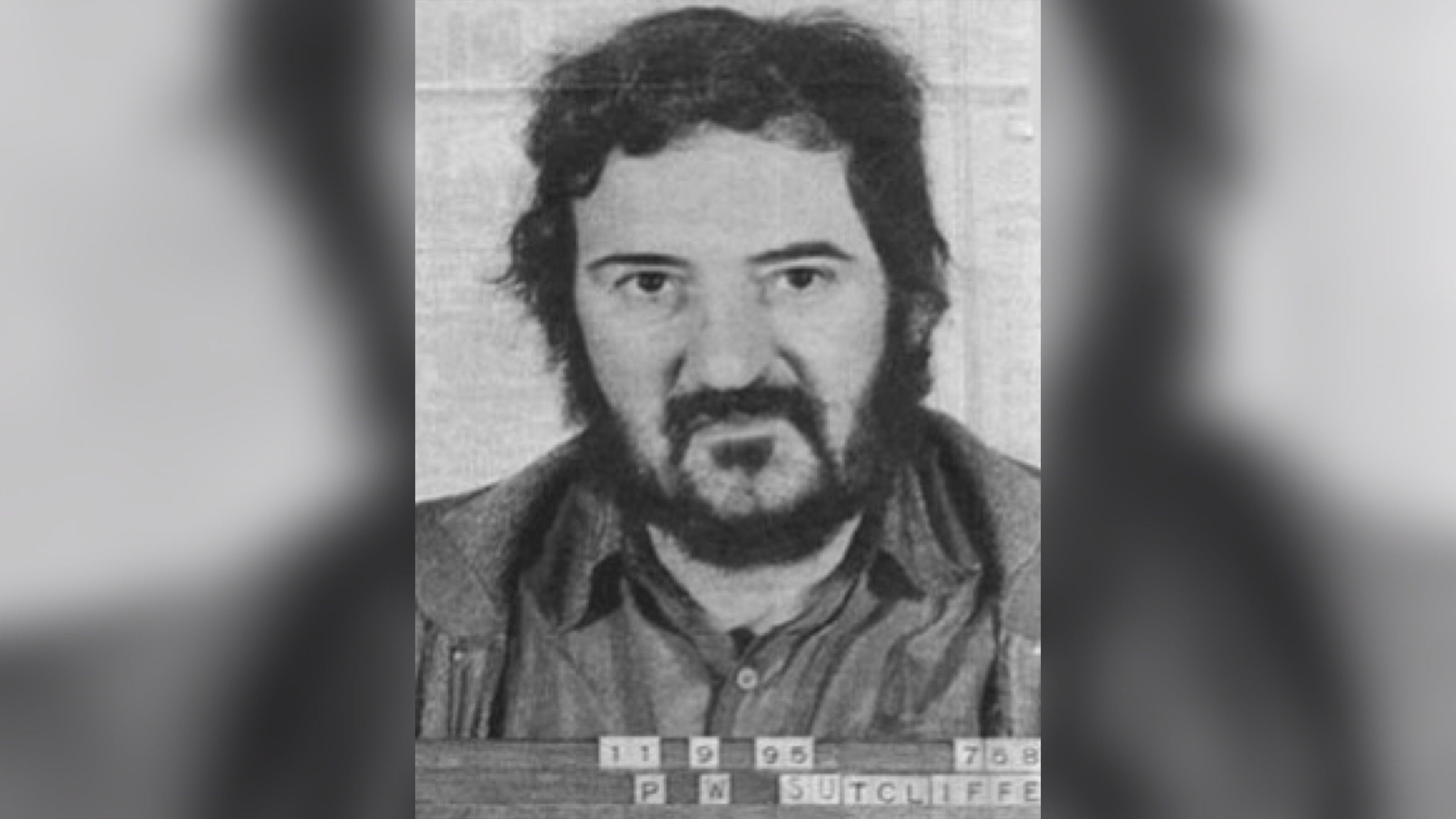 Image may contain: Yorkshire Ripper documentary, Netflix, Peter Sutcliffe, murder, true crime, doc, Yorkshire Ripper, real life, mugshot, now, 2019, Poster, Advertisement, Photography, Photo, Portrait, Head, Text, Human, Face, Person