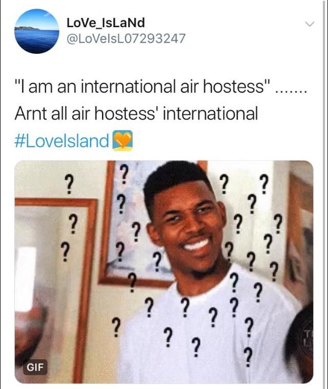 Image may contain: Love Island episode one memes, Amy, Love Island, 2019, tweets, memes, reactions, twitter, Face, Person, Human, Symbol, Number, Text