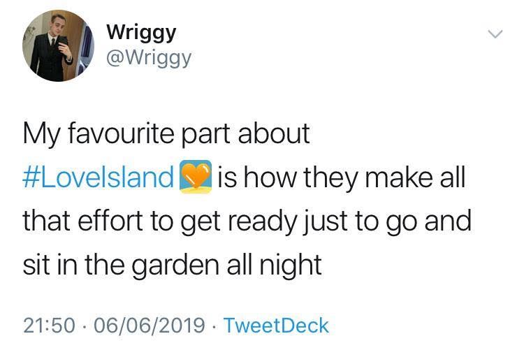 Image may contain: Love Island week one memes, Love island, memes, 2019, funny, reaction, meme, tweet, Face, Text, Human, Person