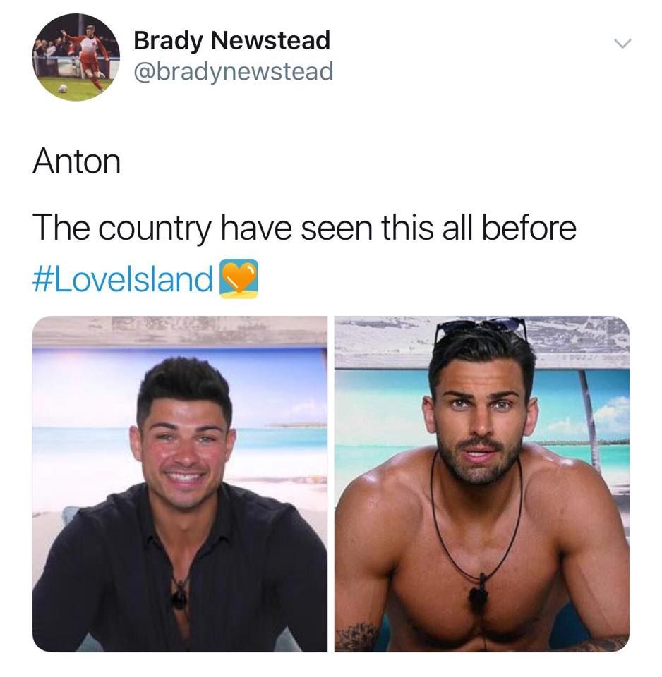 Image may contain: Love Island episode one memes, Love Island, 2019, memes, reactions, Face, Text, Person, Human